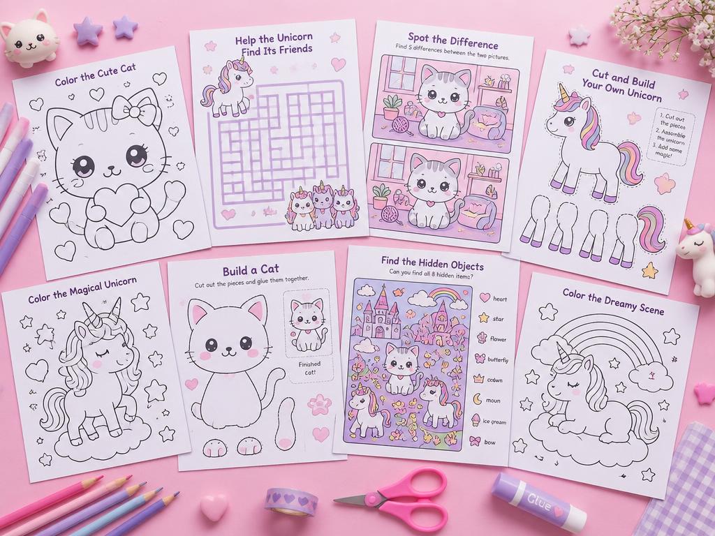 Kit de Atividades Imprimíveis (Colorir, Jogos e Recortar)