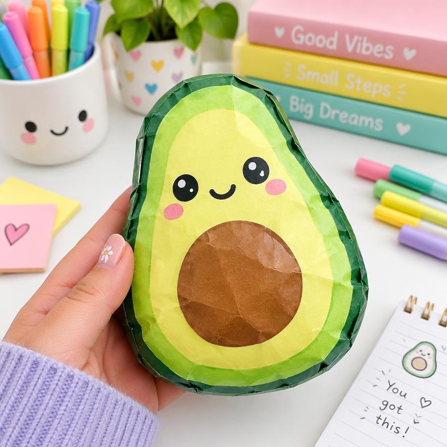 Paper squishy de abacate kawaii